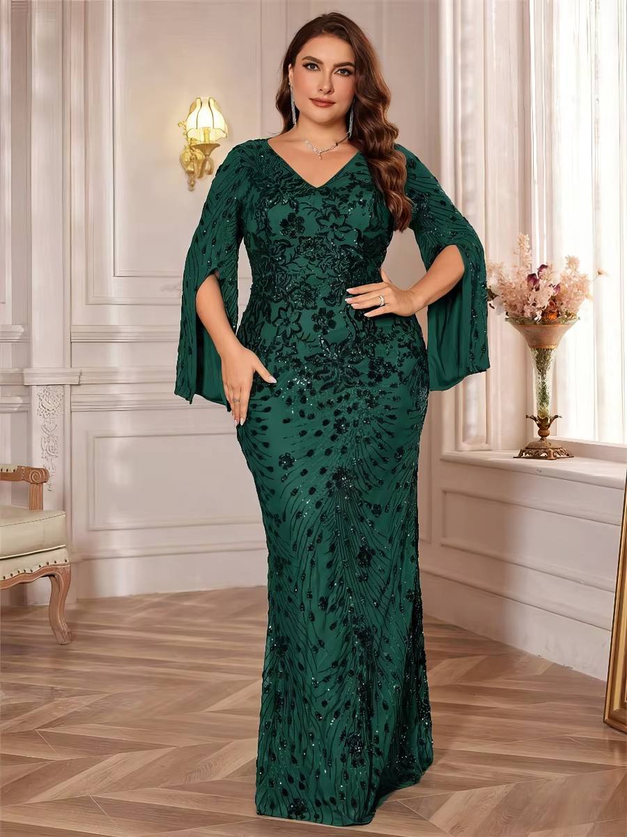 Robe Sirène Luxe Grande Taille Manches Longues Drapées Robe Sirène Luxe Grande Taille Manches Longues Drapées image 5