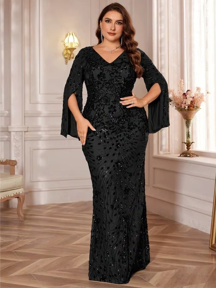Robe Sirène Luxe Grande Taille Manches Longues Drapées Robe Sirène Luxe Grande Taille Manches Longues Drapées image 8