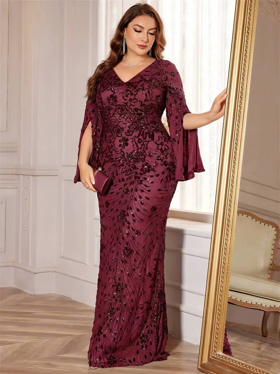Robe Sirène Luxe Grande Taille Manches Longues Drapées Robe Sirène Luxe Grande Taille Manches Longues Drapées image 9
