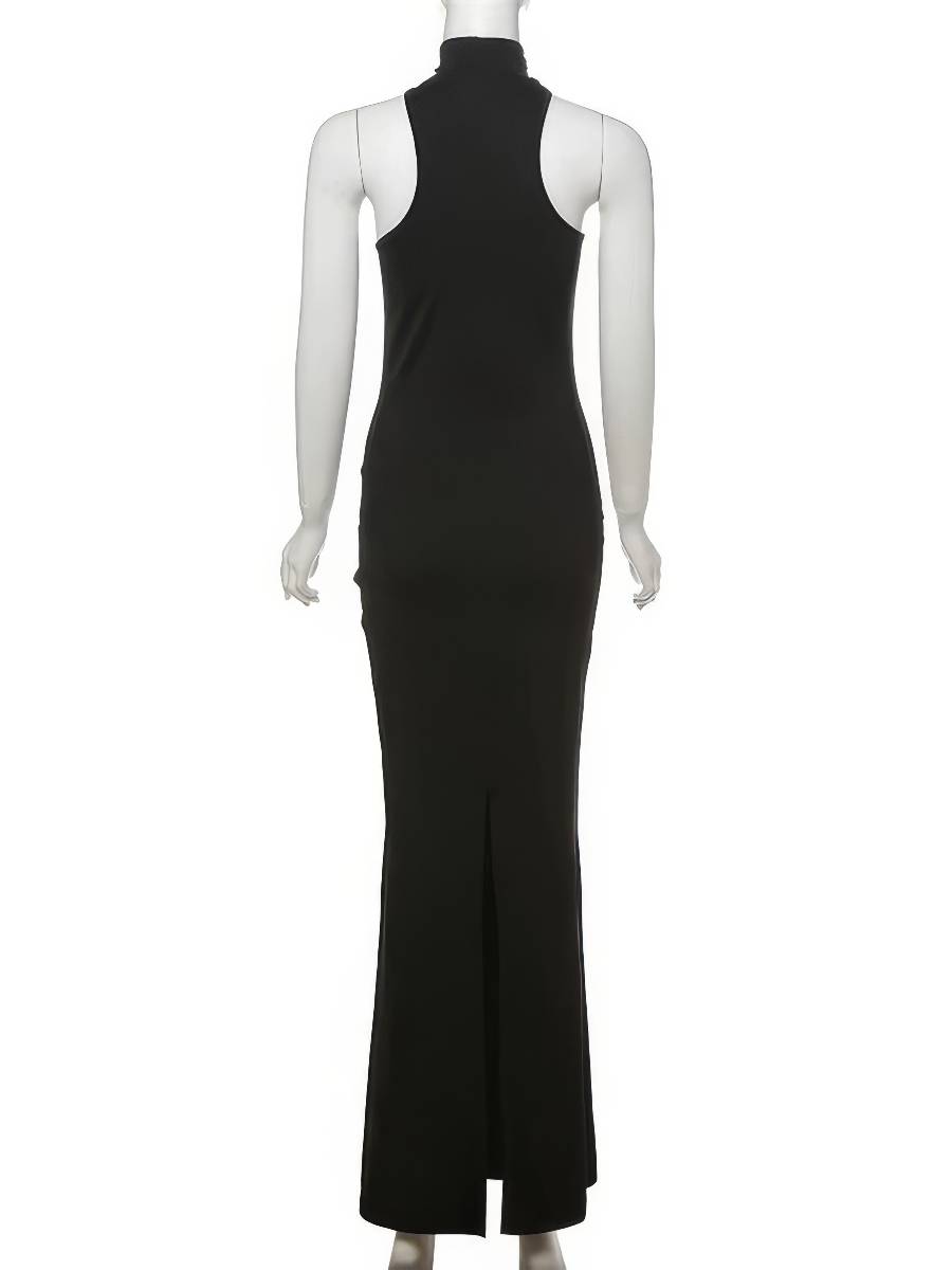 Robe Sirène Noire Longue Licou Asymétrique Épaules Nues Élégante Robe Sirène Noire Longue Licou Asymétrique Épaules Nues Élégante image 3