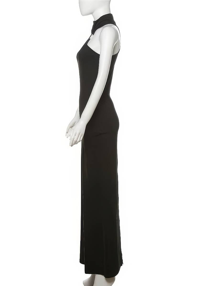 Robe Sirène Noire Longue Licou Asymétrique Épaules Nues Élégante Robe Sirène Noire Longue Licou Asymétrique Épaules Nues Élégante image 4