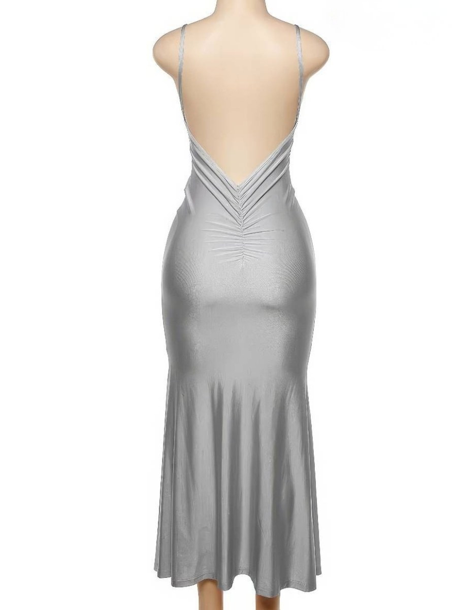 Robe Sirène Satin Dos Nu Décolleté V Robe Sirène Satin Dos Nu Décolleté V image 6