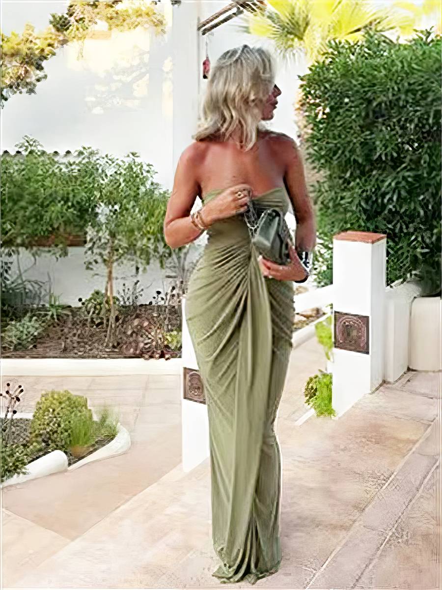 Robe Sirène Verte Bustier Drapé Froncée Latérale Robe Sirène Verte Bustier Drapé Froncée Latérale image 1