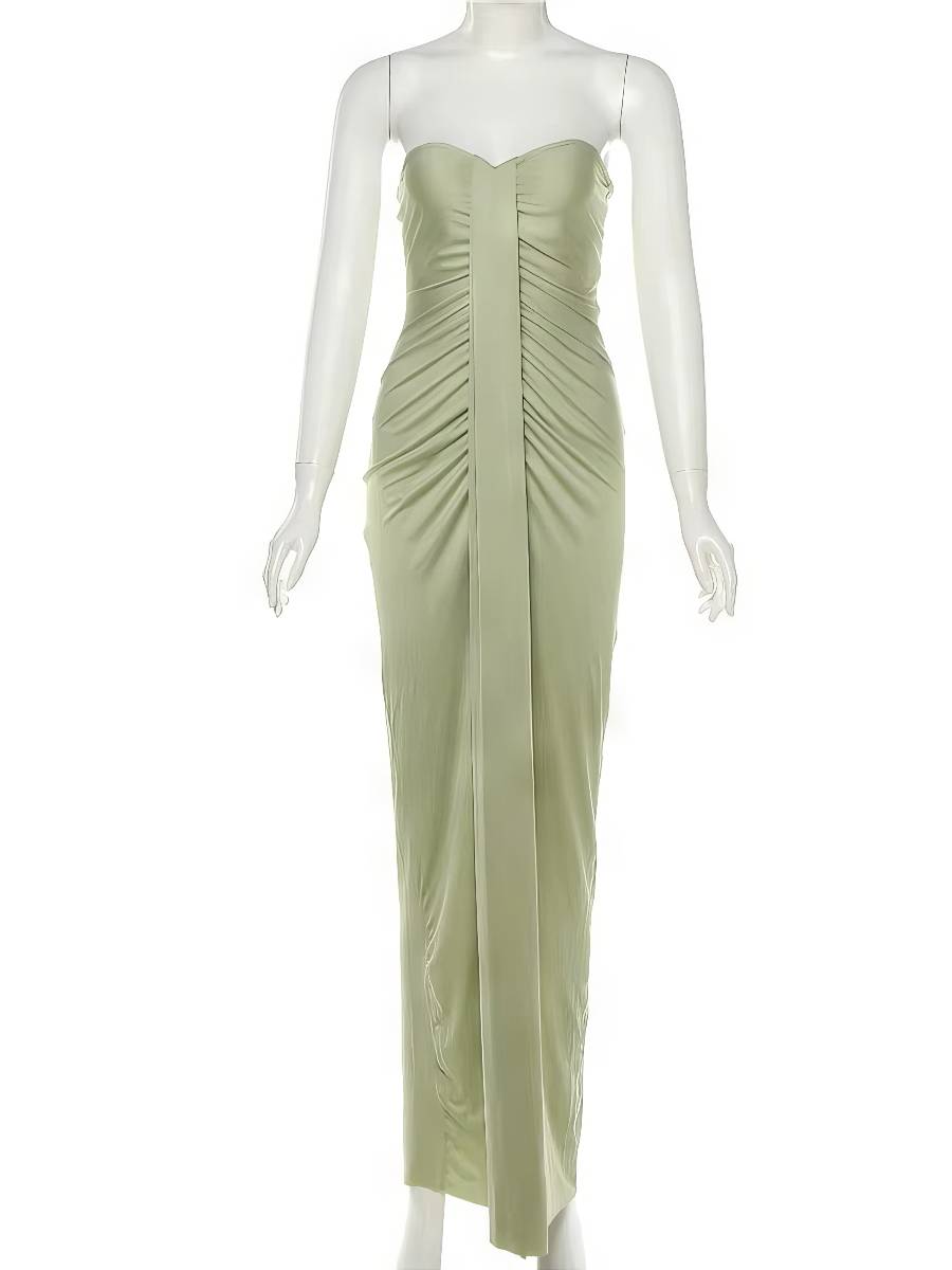 Robe Sirène Verte Bustier Drapé Froncée Latérale Robe Sirène Verte Bustier Drapé Froncée Latérale image 4